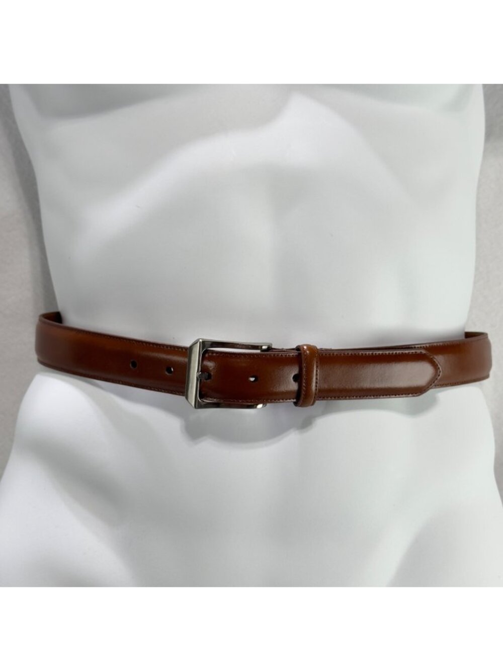 JOS A BANKS Genuine Italian Leather Brown Mens Belt Silver Buckle   Size 42